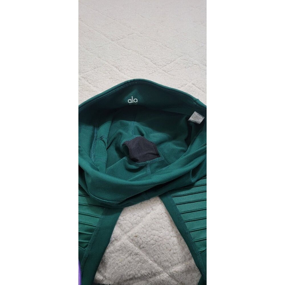 Alo Womens Green Pull On Moto Leggings Skinny Leg Elastic‎ Waist Size S - Picture 6 of 9